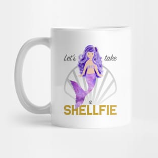 Mermaid: Let's take a shellfie (purple) Mug